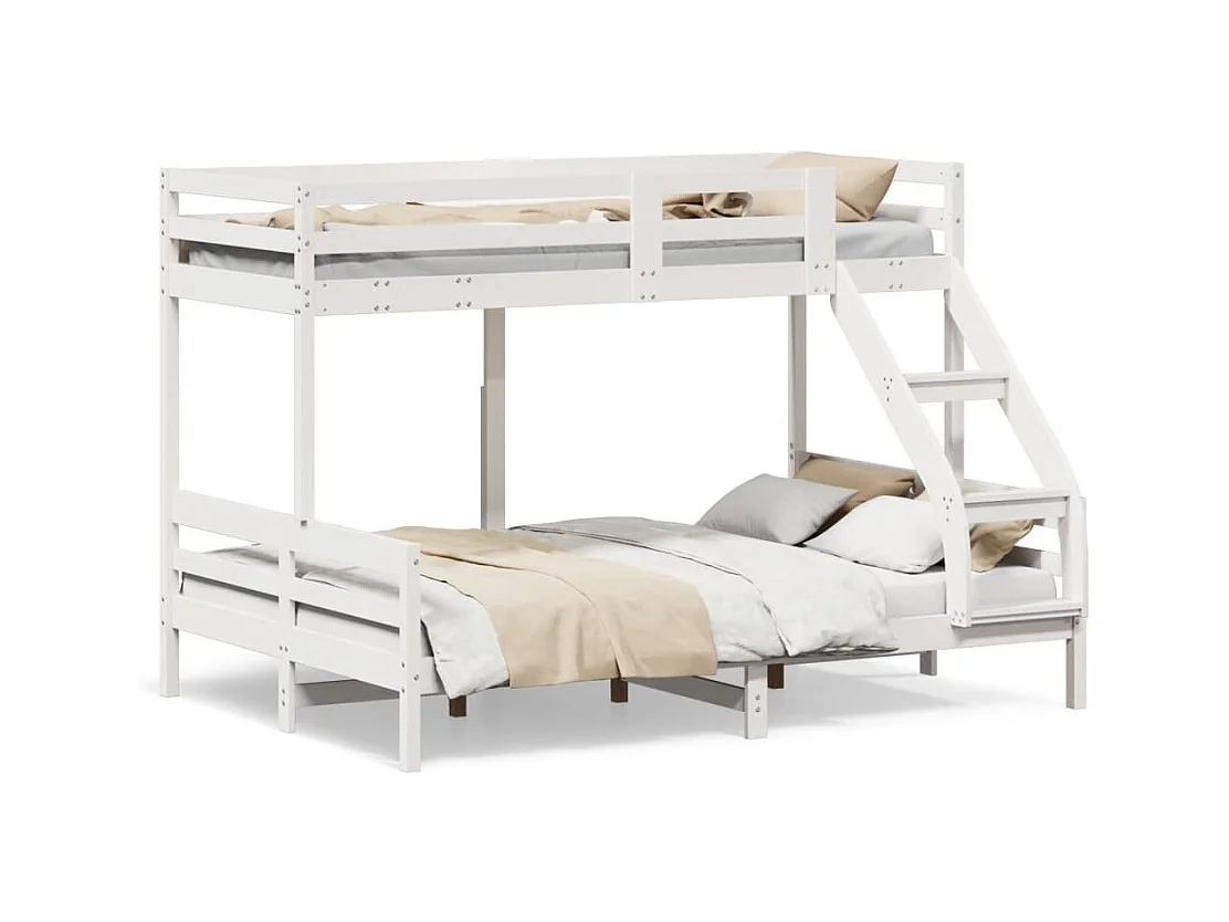 Etagenbett 90x200/140x200 cm Weiß Massivholz Kiefer