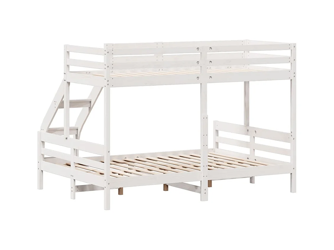 Etagenbett 90x200/140x200 cm Weiß Massivholz Kiefer