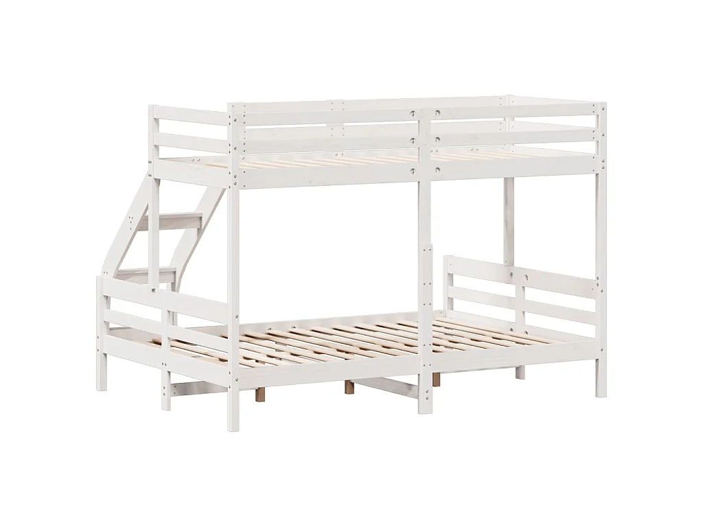 Lit superposé sans matelas 90x200/140x200 cm blanc bois massif