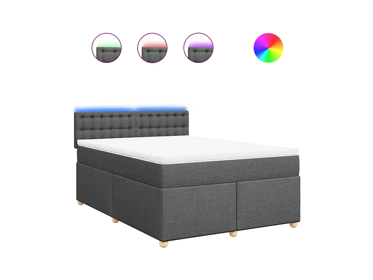 Sommier à lattes de lit avec matelas Gris foncé 140x190cm Tissu