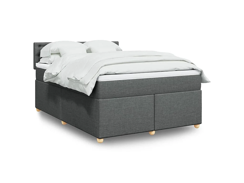 Sommier à lattes de lit avec matelas Gris foncé 140x190cm Tissu