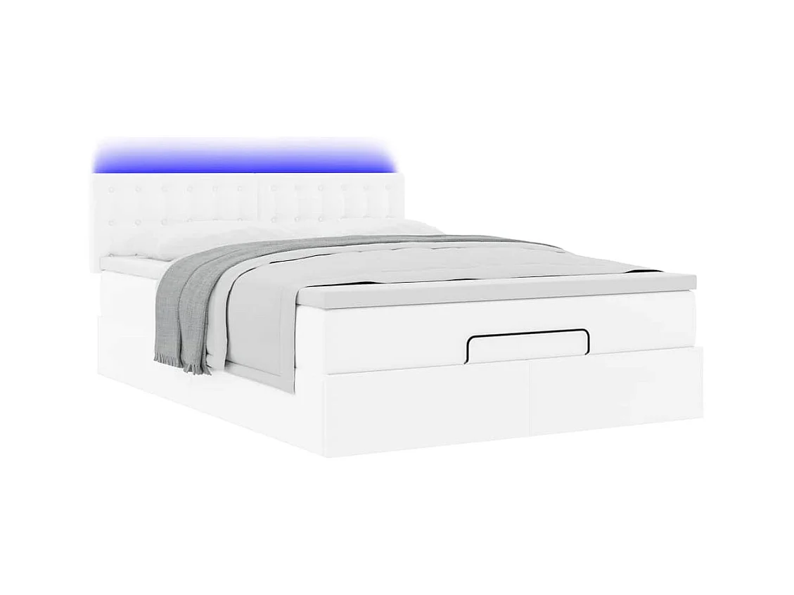 Lit ottoman avec matelas & LED blanc pur 140x200cm similicuir