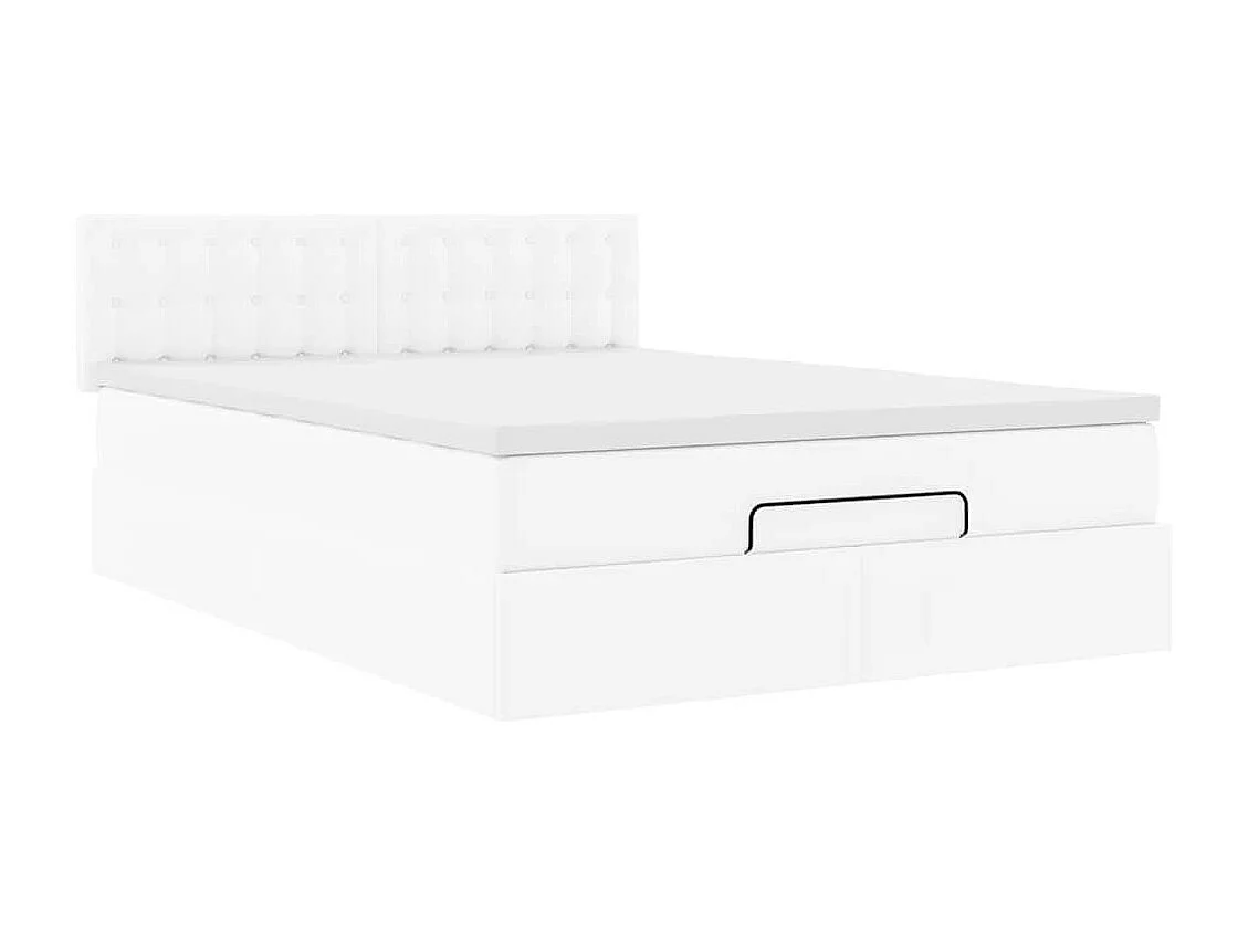 Ottoman-Bett mit Matratzen & LEDs Reinweiß 200x200cm Kunstleder