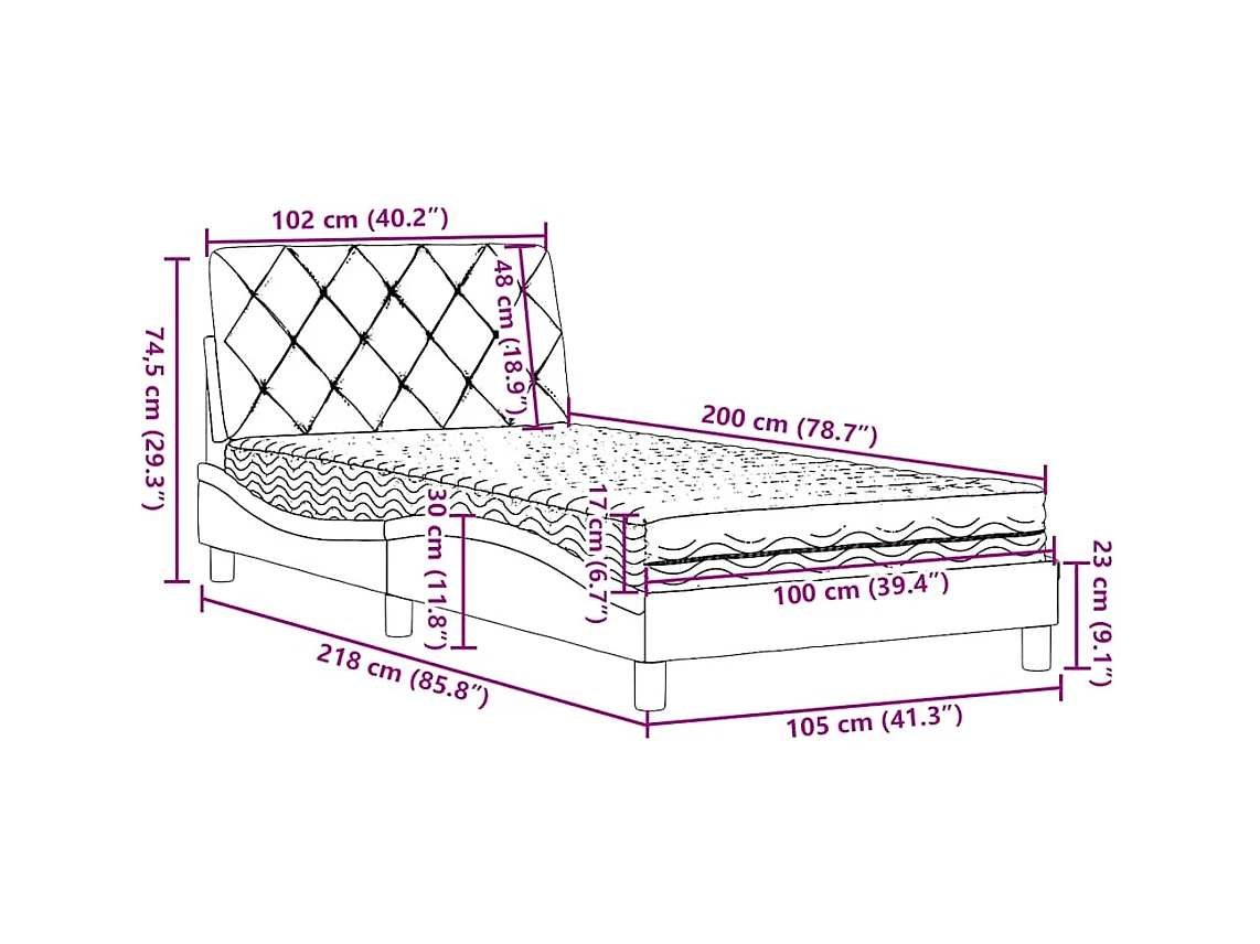 Bed met matras stof taupe 100x200 cm