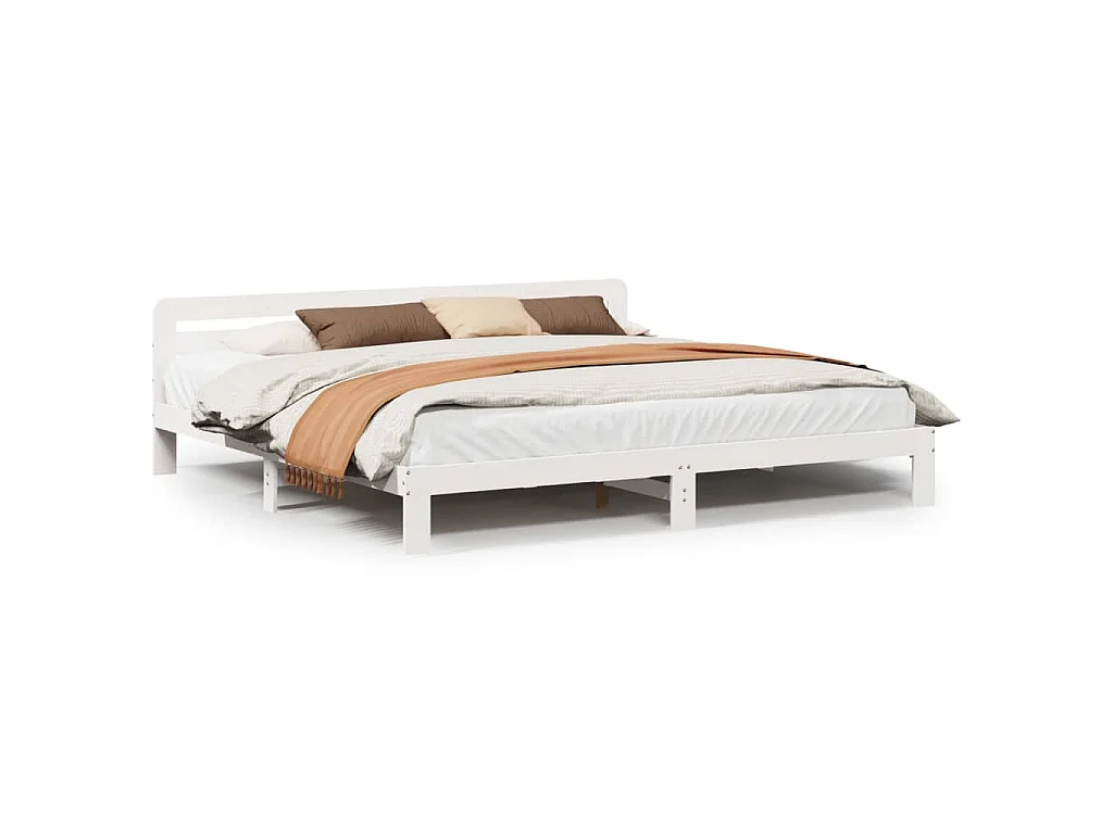 Letto senza Materasso Bianco 180x200 cm Legno Massello di Pino