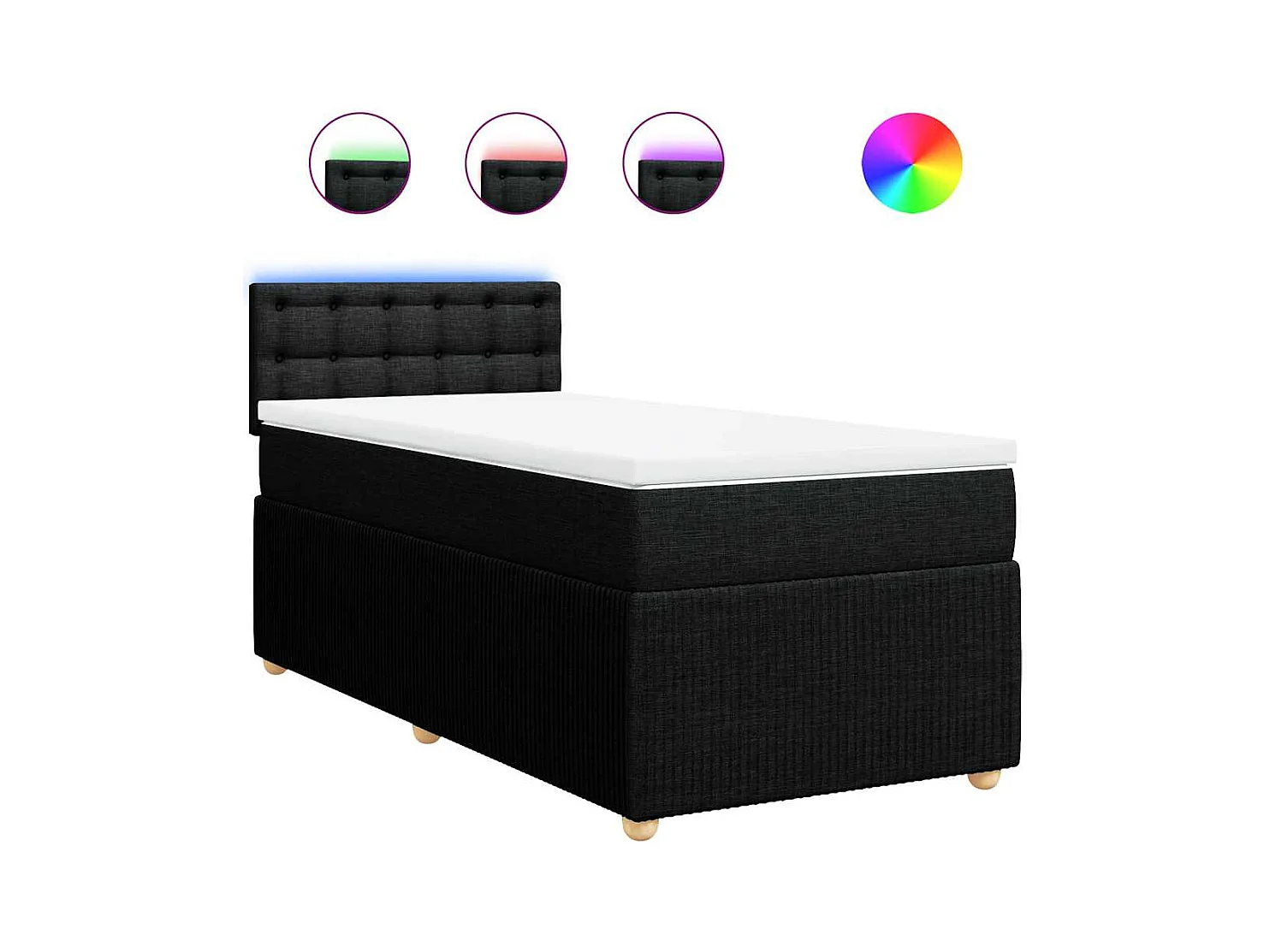 Sommier à lattes de lit avec matelas Noir 100x200 cm Tissu