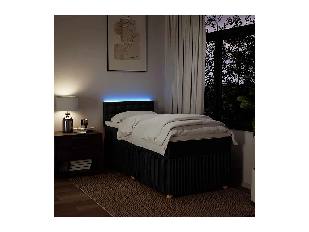 Sommier à lattes de lit avec matelas Noir 100x200 cm Tissu