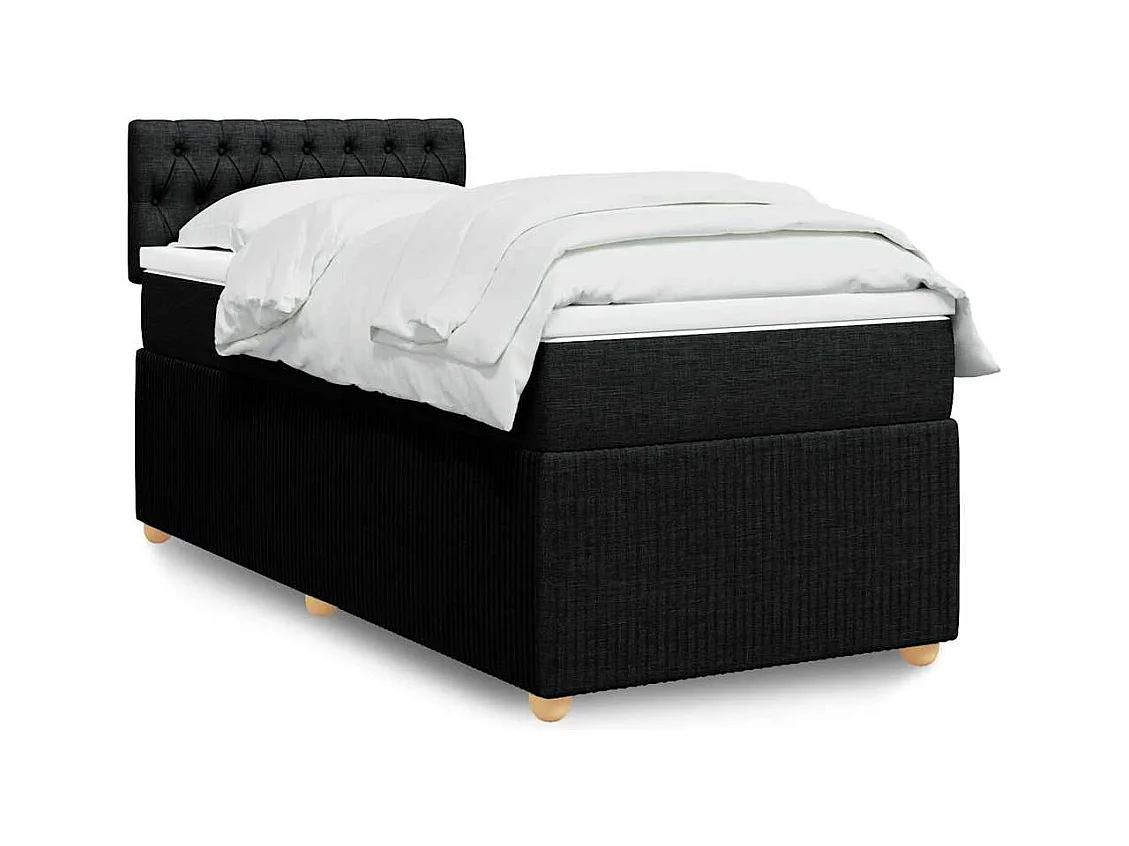 Sommier à lattes de lit avec matelas Noir 100x200 cm Tissu