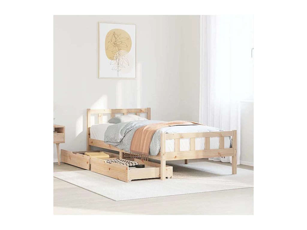 Giroletto senza Materasso 100x200 cm in Legno Massello di Pino