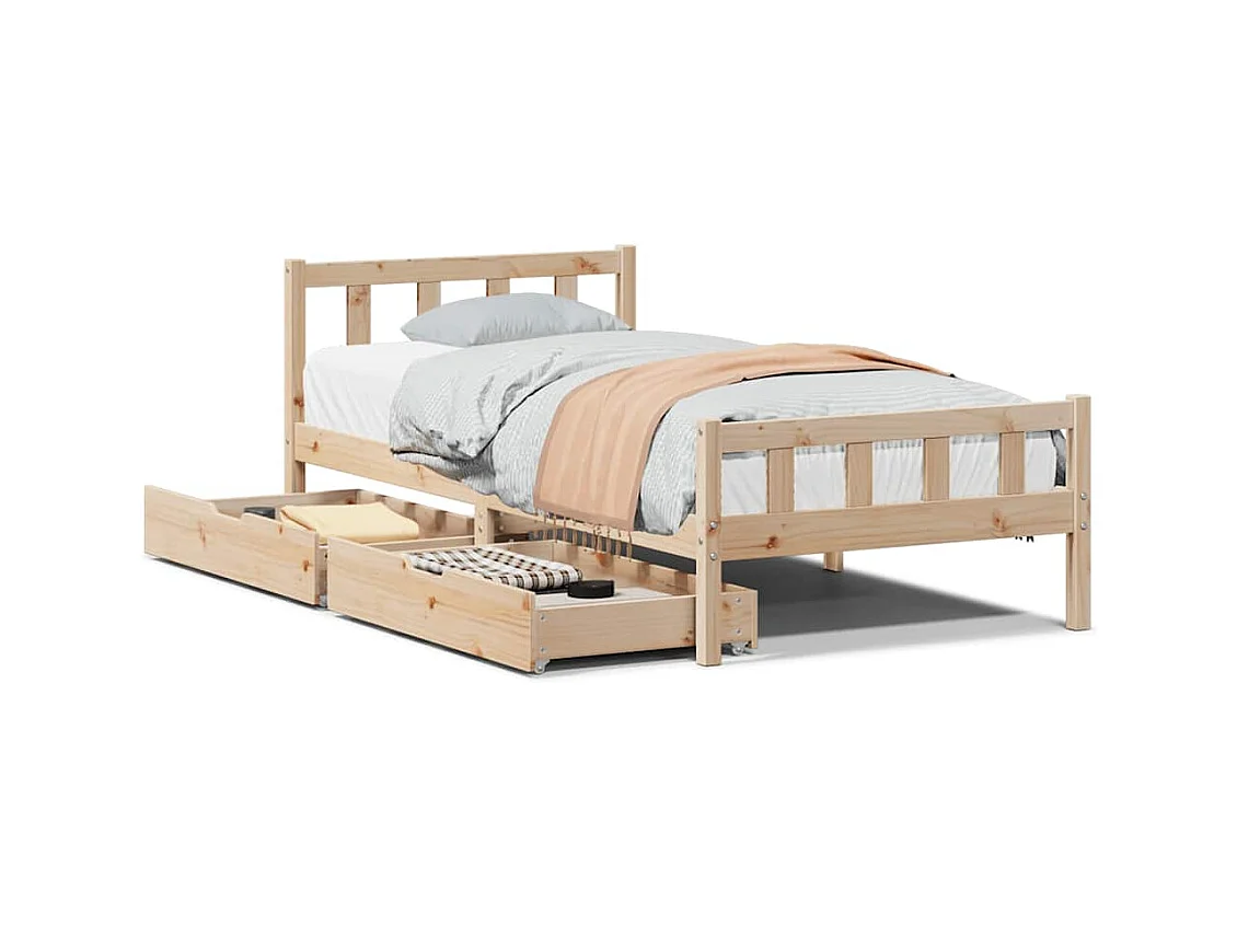 Giroletto senza Materasso 100x200 cm in Legno Massello di Pino