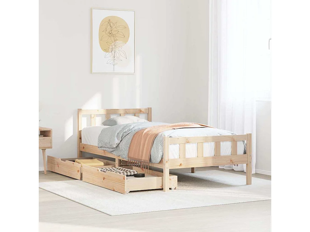 Cadre de lit sans matelas 100x200 cm bois massif de pin