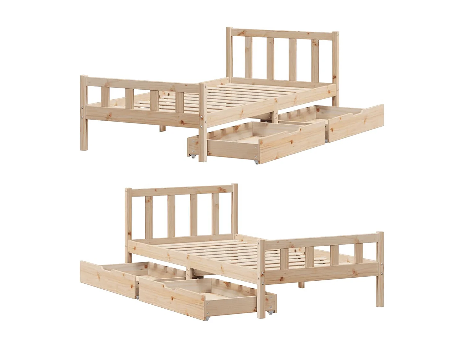 Cadre de lit sans matelas 100x200 cm bois massif de pin