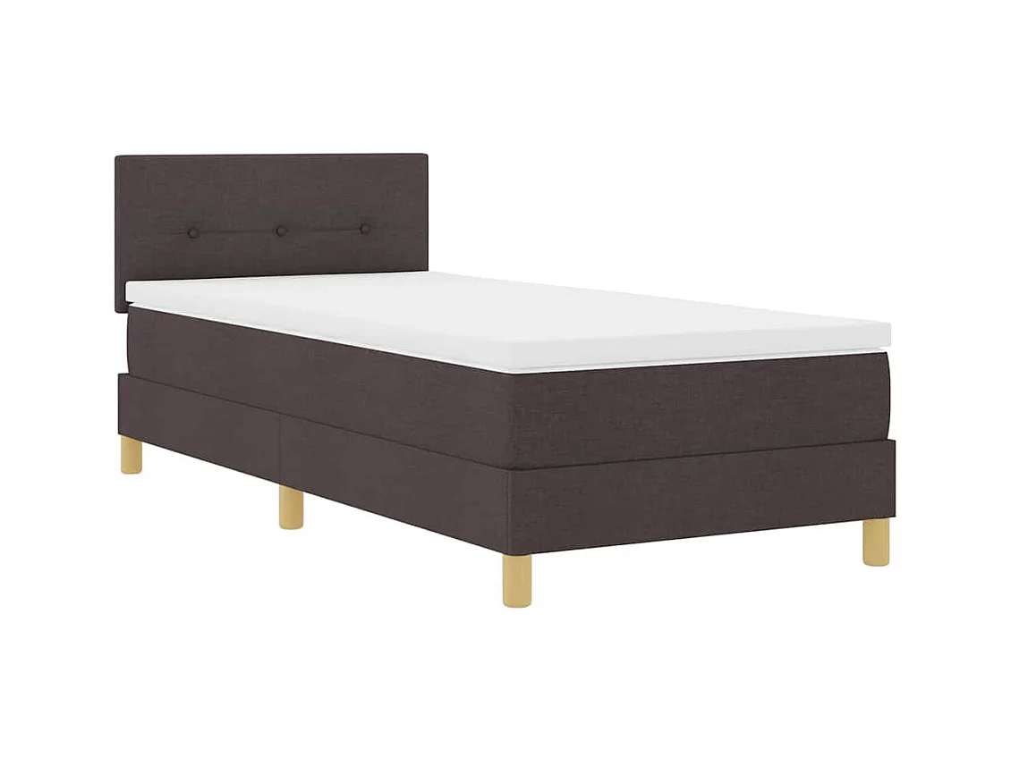 Lit boxspring avec matelas Marron foncé 90 x 200 cm tissu