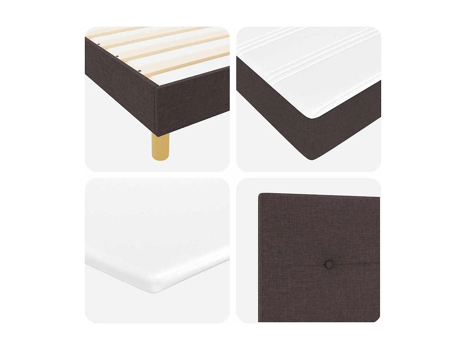 Lit boxspring avec matelas Marron foncé 90 x 200 cm tissu