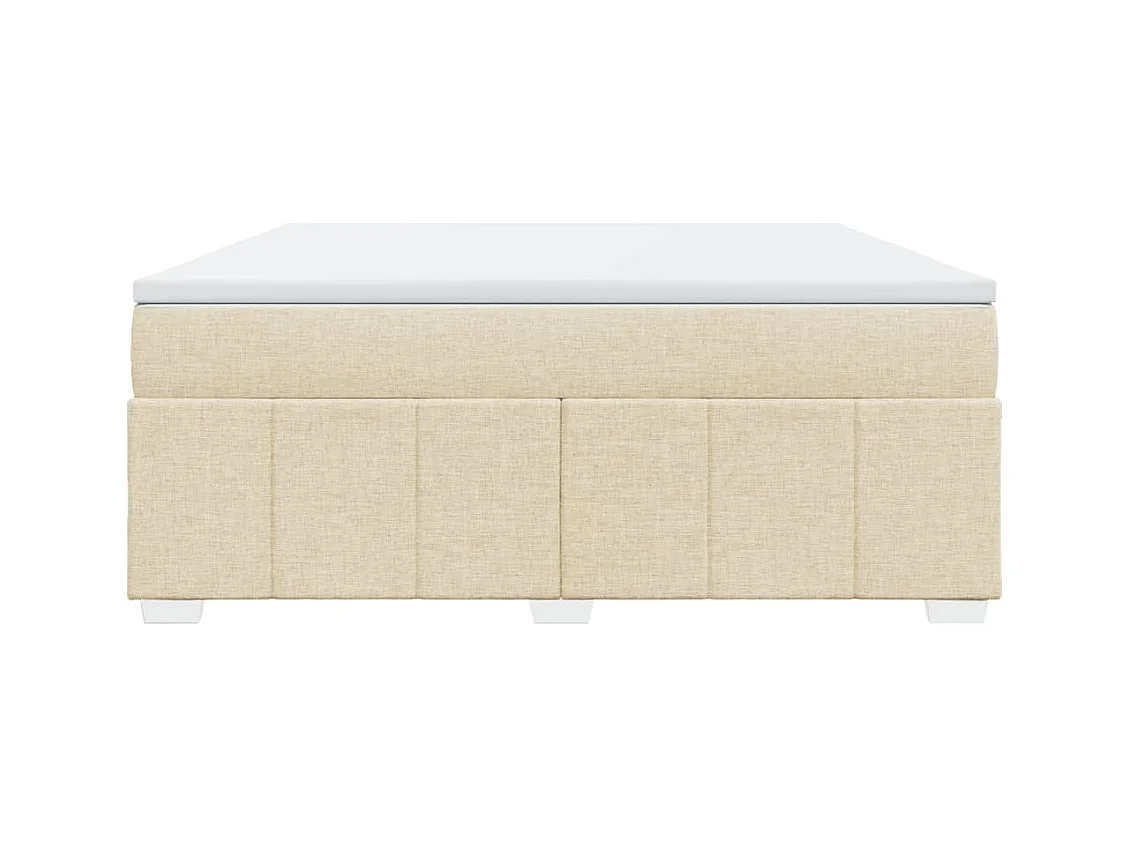 Cama box spring con colchón tela color crema 180x200 cm