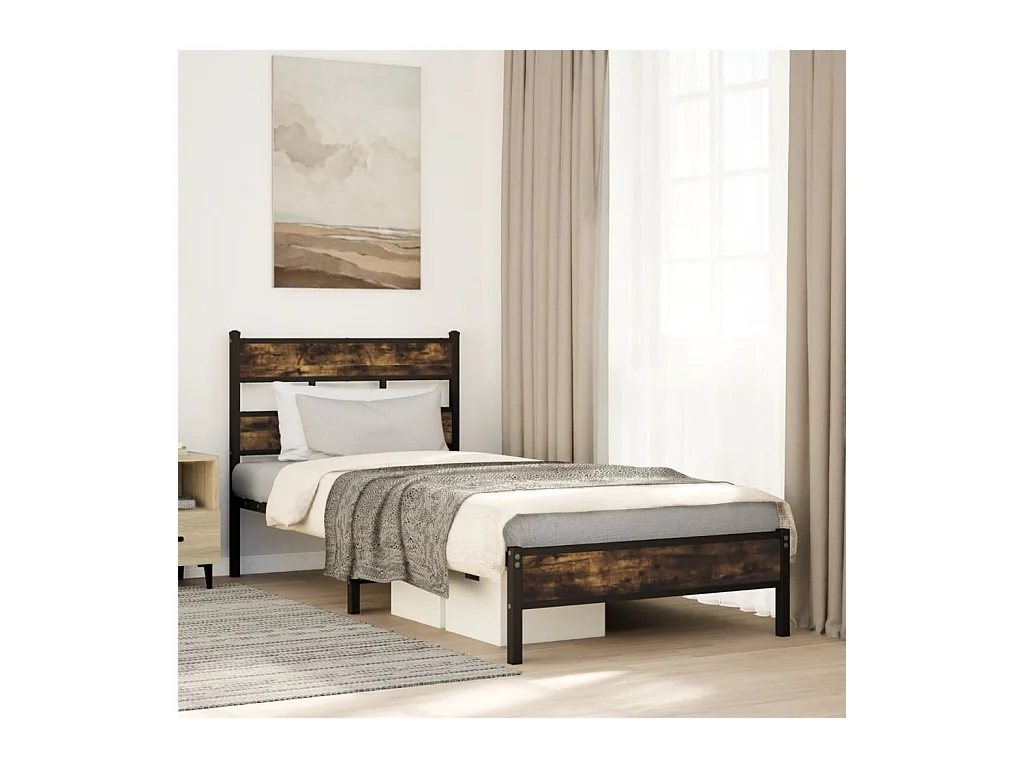 Bettgestell ohne Matratze mit Kopfteil Sonoma-Eiche 100x200 cm