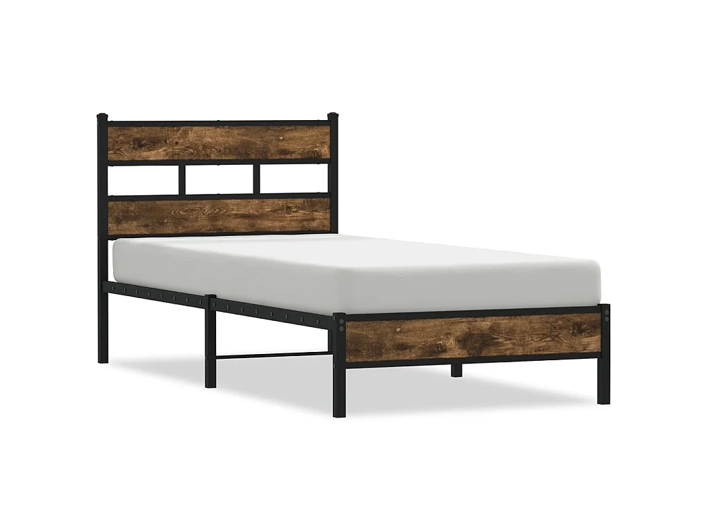 Cadre de lit sans matelas avec tête de lit chêne fumé 100x200cm