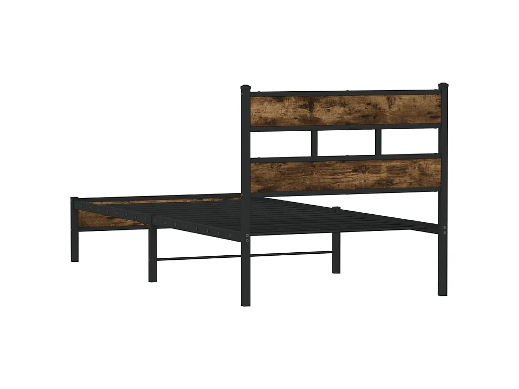 Cadre de lit sans matelas avec tête de lit chêne fumé 100x200cm