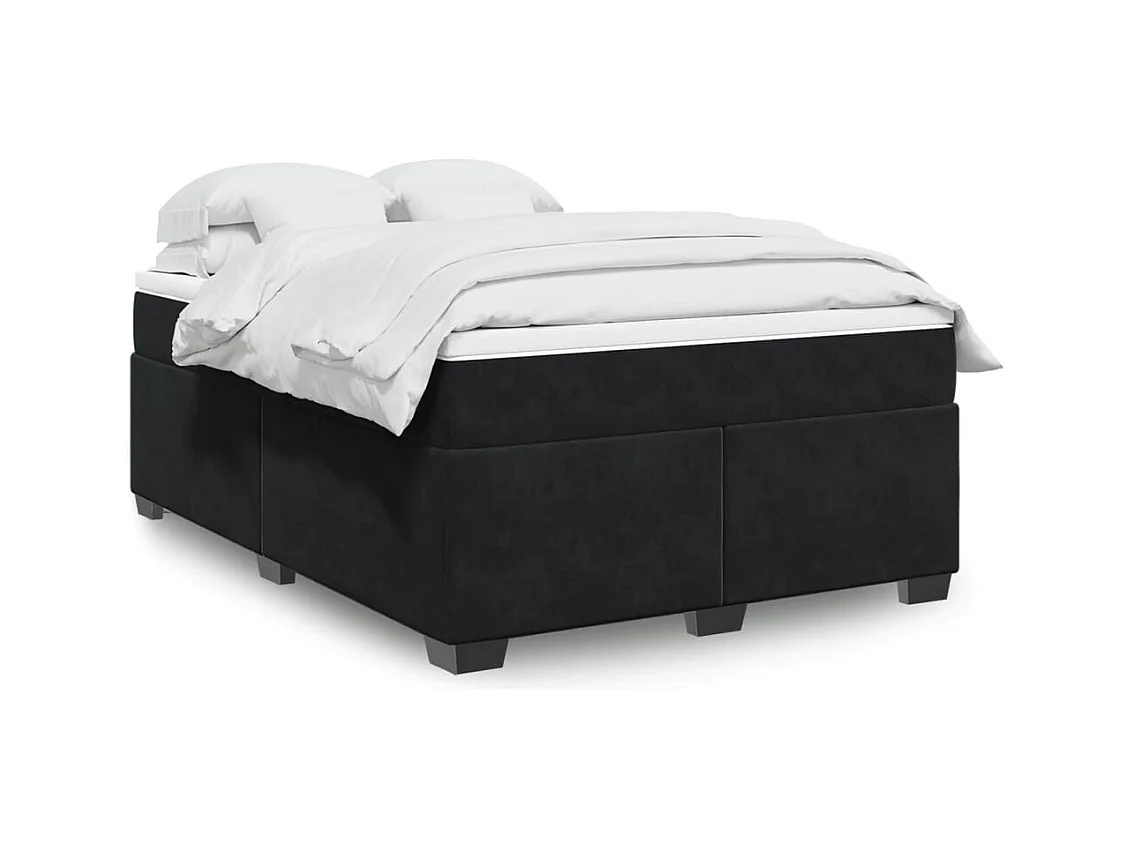 Boxspringbett mit Matratze Schwarz 140x190 cm Samt