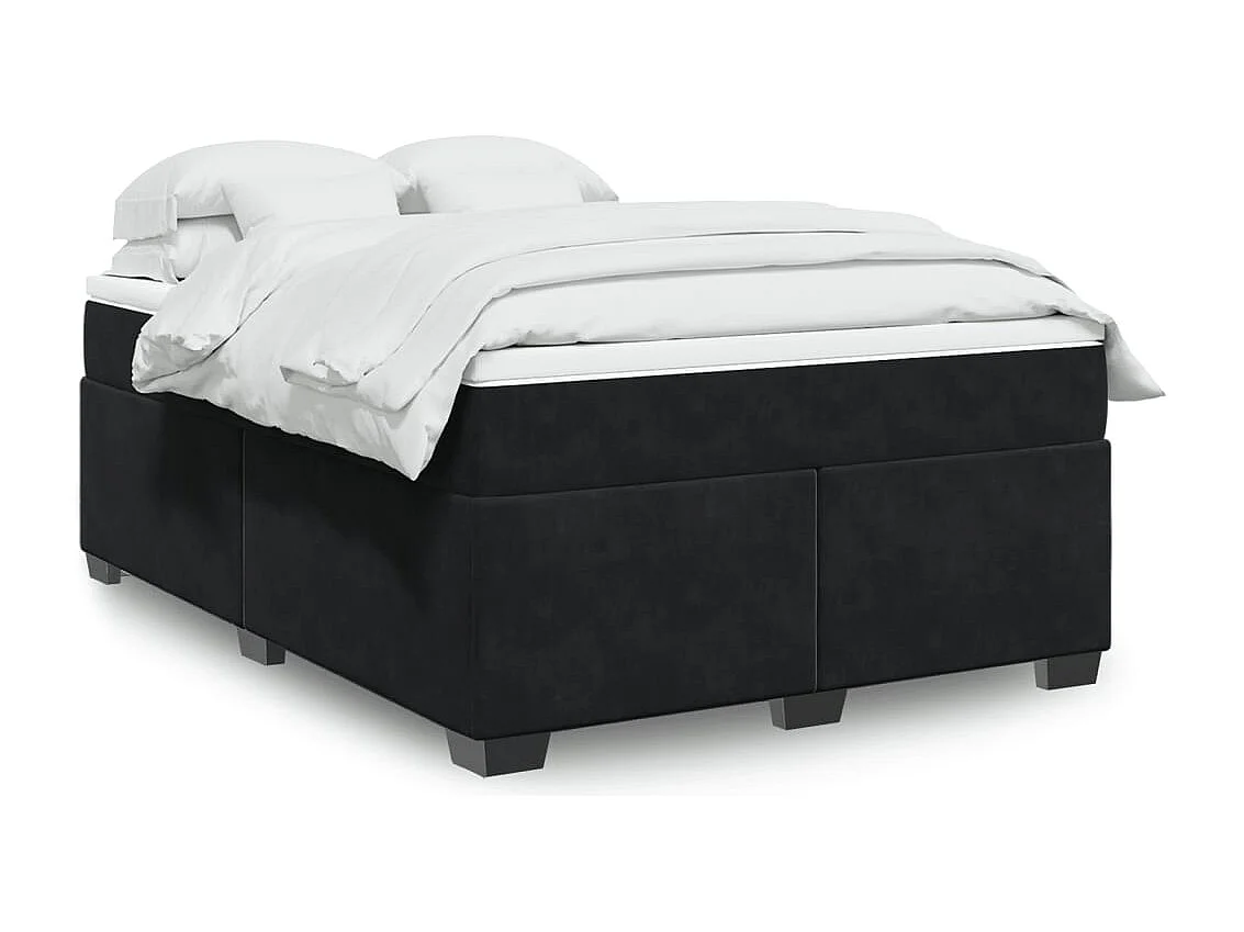 Boxspringbett mit Matratze Schwarz 140x190 cm Samt