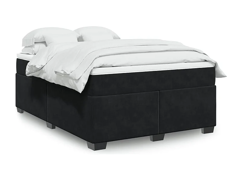 Boxspringbett mit Matratze Schwarz 140x190 cm Samt