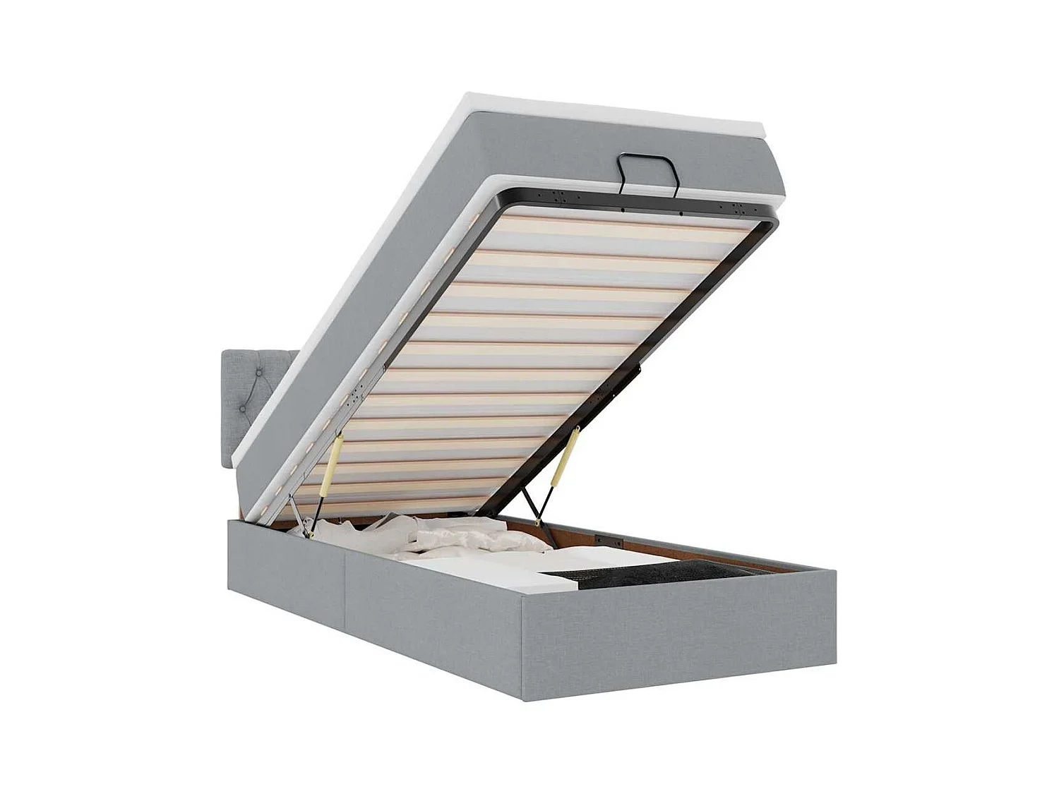 Ottoman-Bett mit Matratze Hellgrau 90x200 cm Stoff