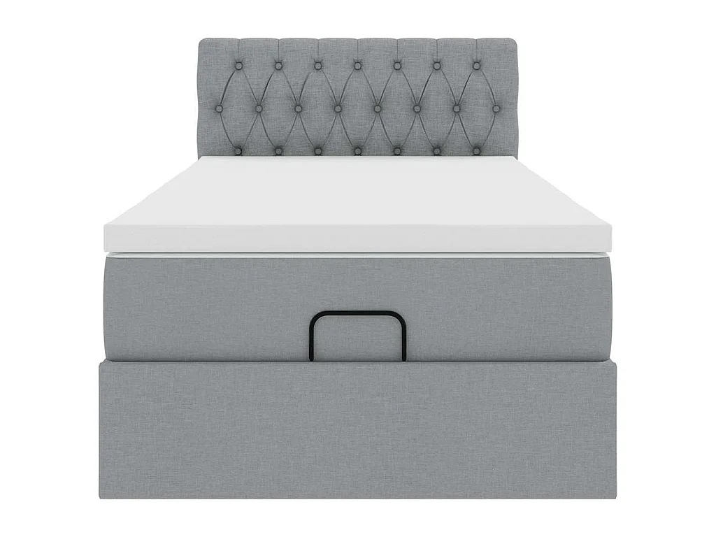 Ottoman-Bett mit Matratze Hellgrau 90x200 cm Stoff