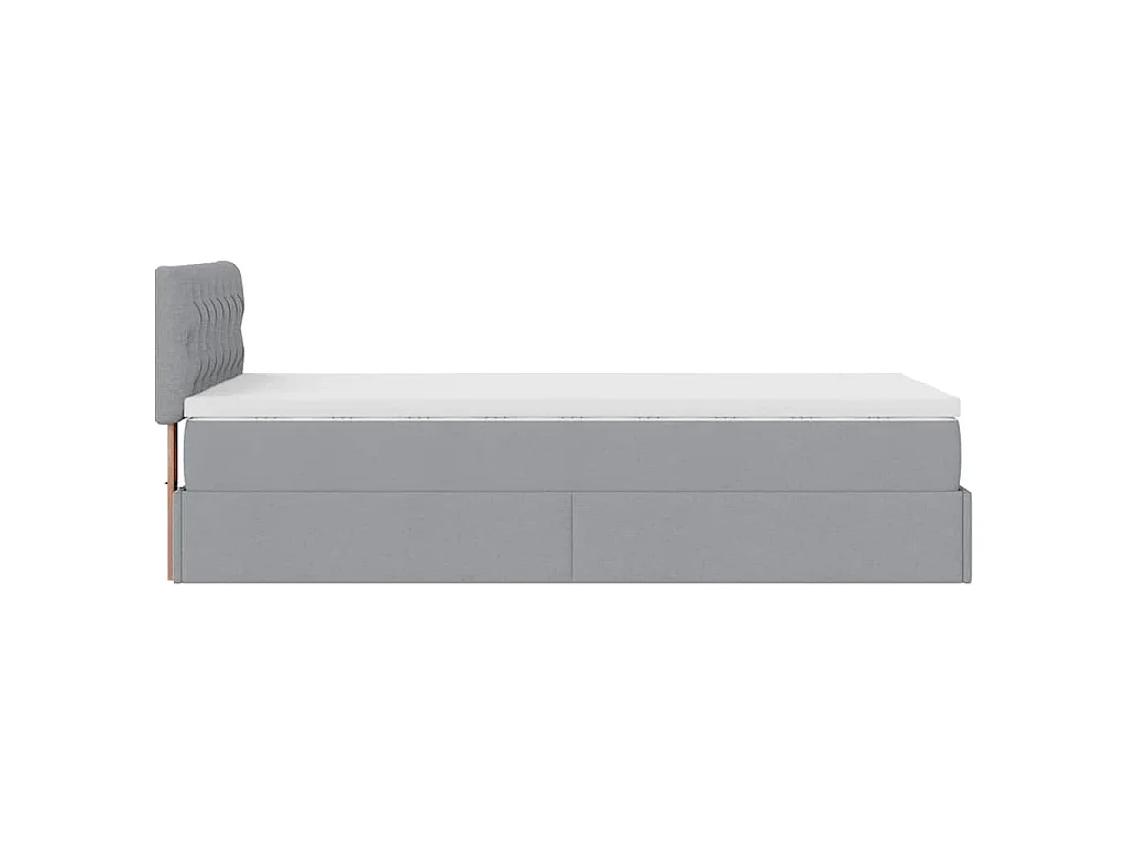 Ottoman-Bett mit Matratze Hellgrau 90x200 cm Stoff