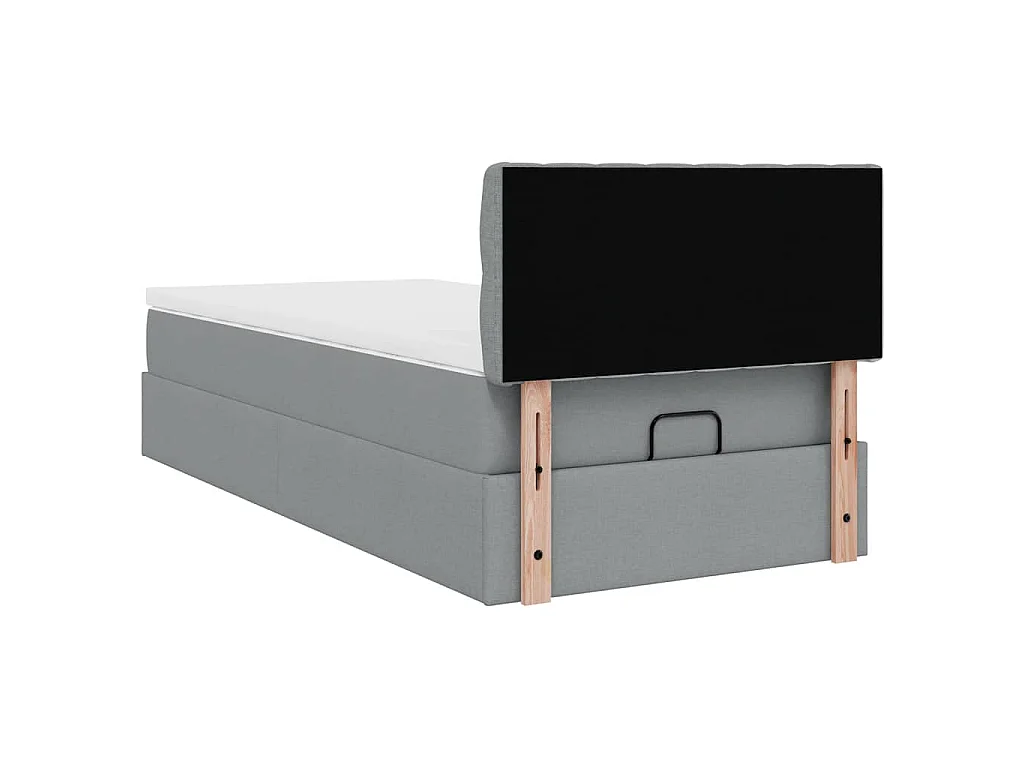 Ottoman-Bett mit Matratze Hellgrau 90x200 cm Stoff