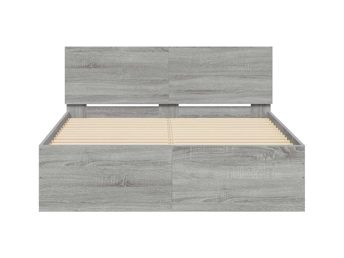 Cadre de lit avec tête de lit et LED sonoma gris 140x190 cm