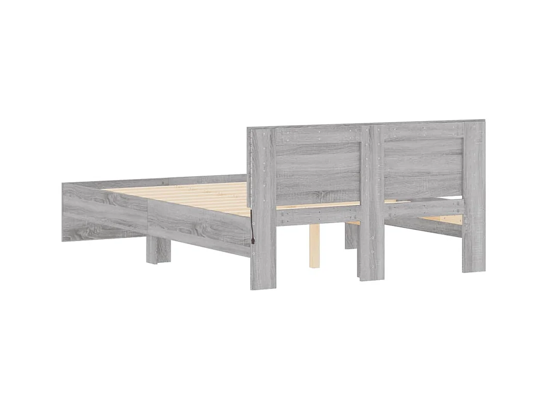 Cadre de lit avec tête de lit et LED sonoma gris 140x190 cm