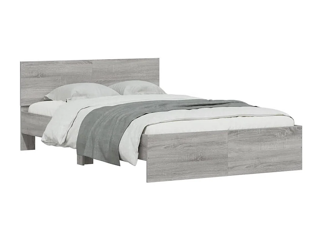 Cadre de lit avec tête de lit et LED sonoma gris 140x190 cm
