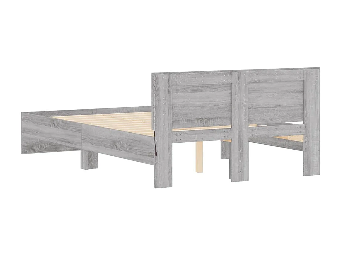 Cadre de lit avec tête de lit et LED sonoma gris 140x190 cm