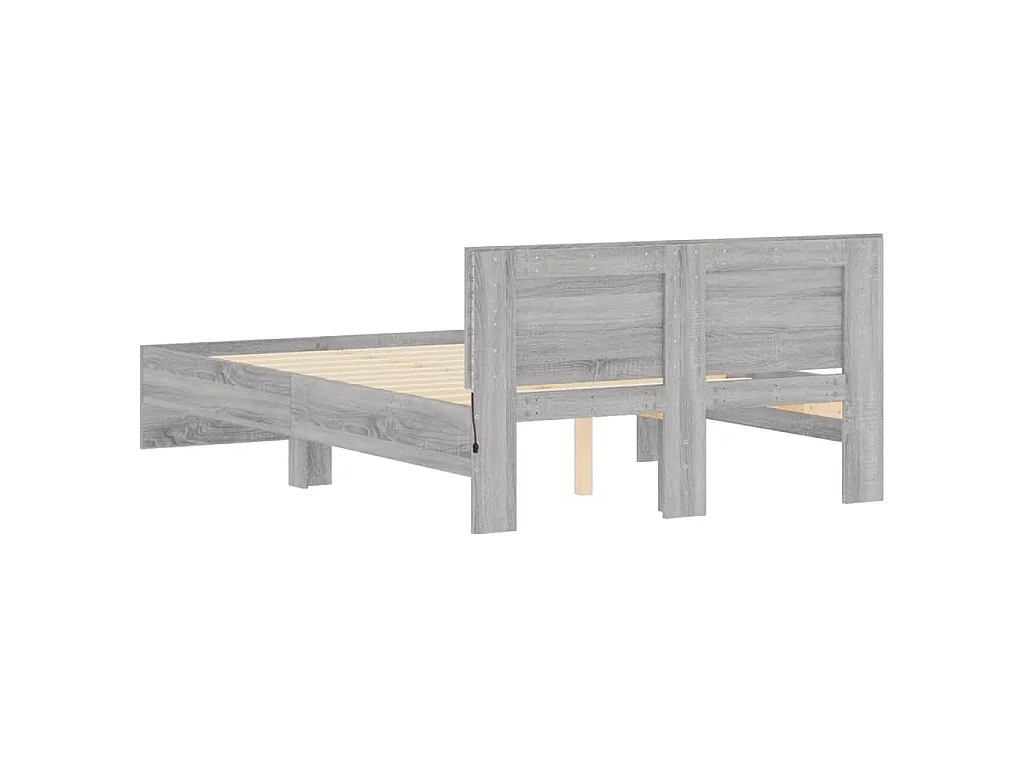Cadre de lit avec tête de lit et LED sonoma gris 140x190 cm
