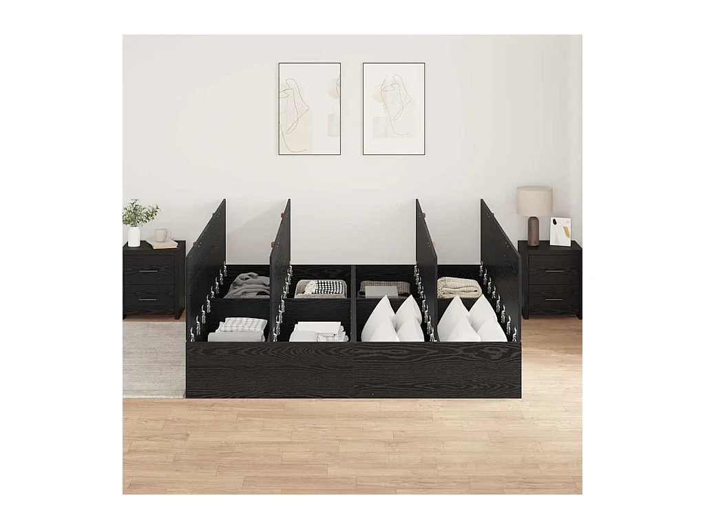 Cadre de lit Chêne noir 180 x 200 cm Bois d'ingénierie