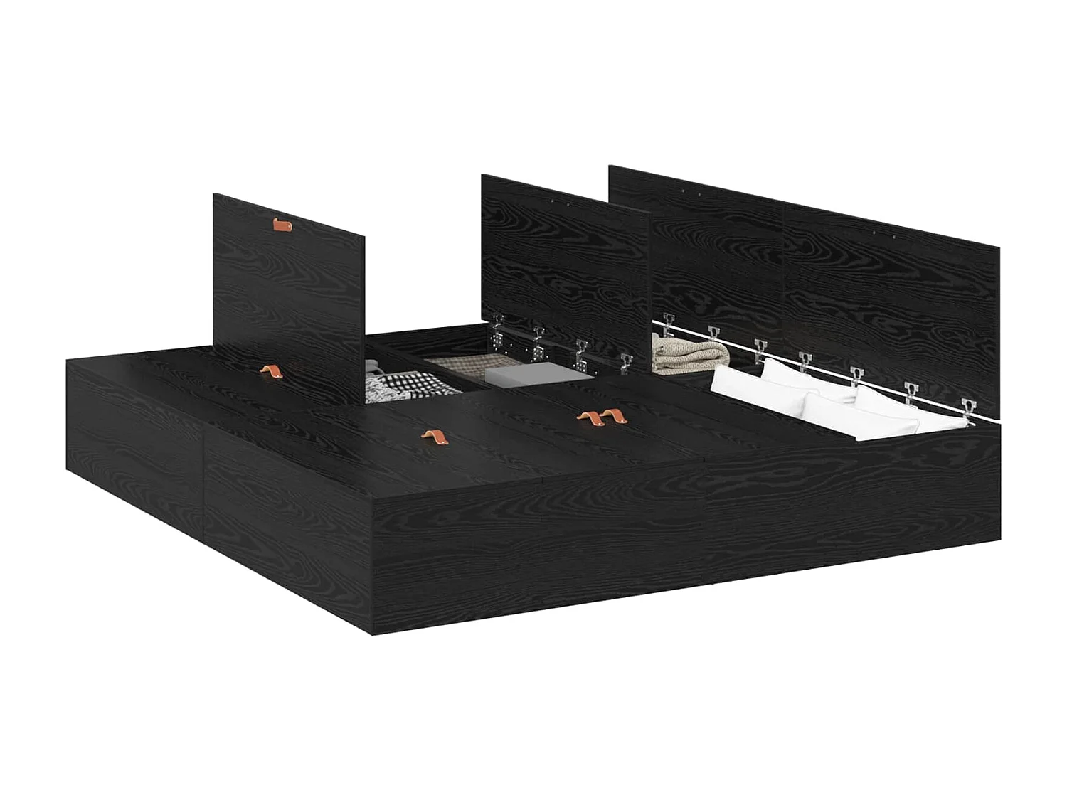 Cadre de lit avec rangement Chêne noir 180 x 200 cm