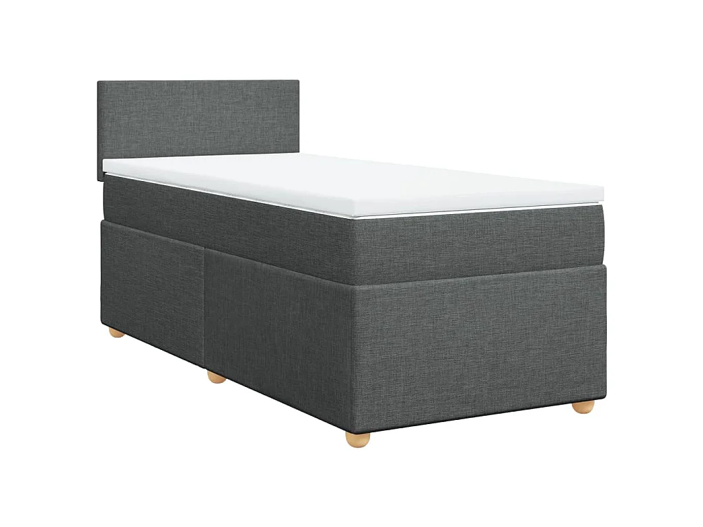 Cama box spring con colchón tela gris oscuro 100x200 cm