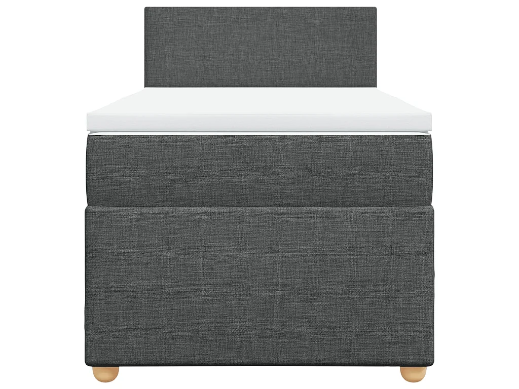 Cama box spring con colchón tela gris oscuro 100x200 cm