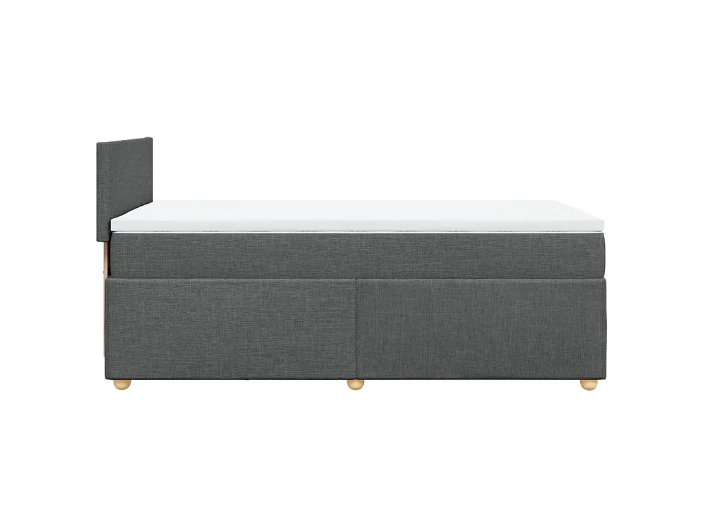 Cama box spring con colchón tela gris oscuro 100x200 cm