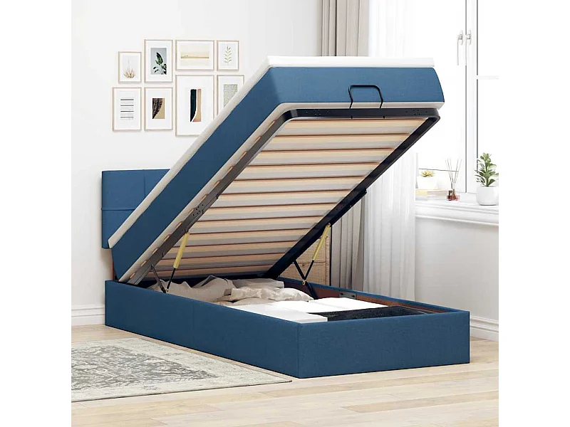 Ottoman bed met matras 90x190cm stof blauw