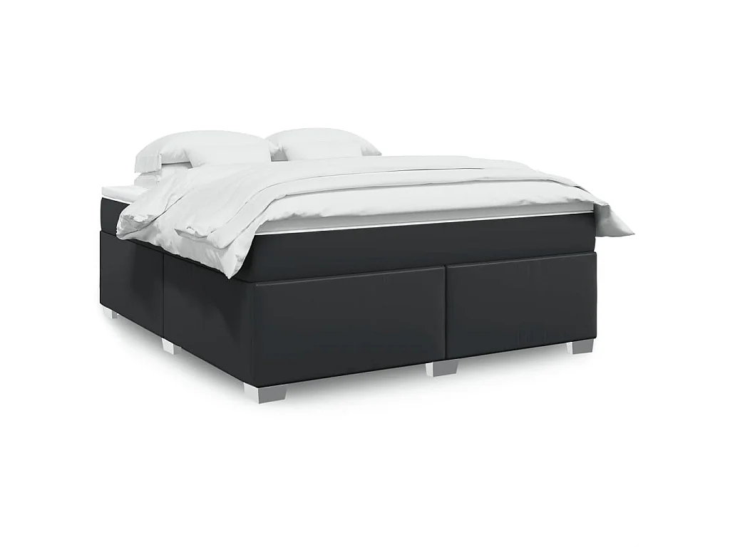 Cama box spring con colchón cuero sintético negro 180x200 cm