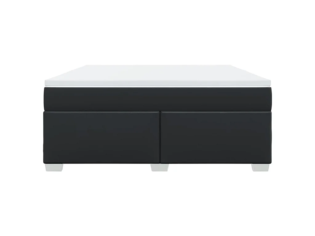 Cama box spring con colchón cuero sintético negro 180x200 cm