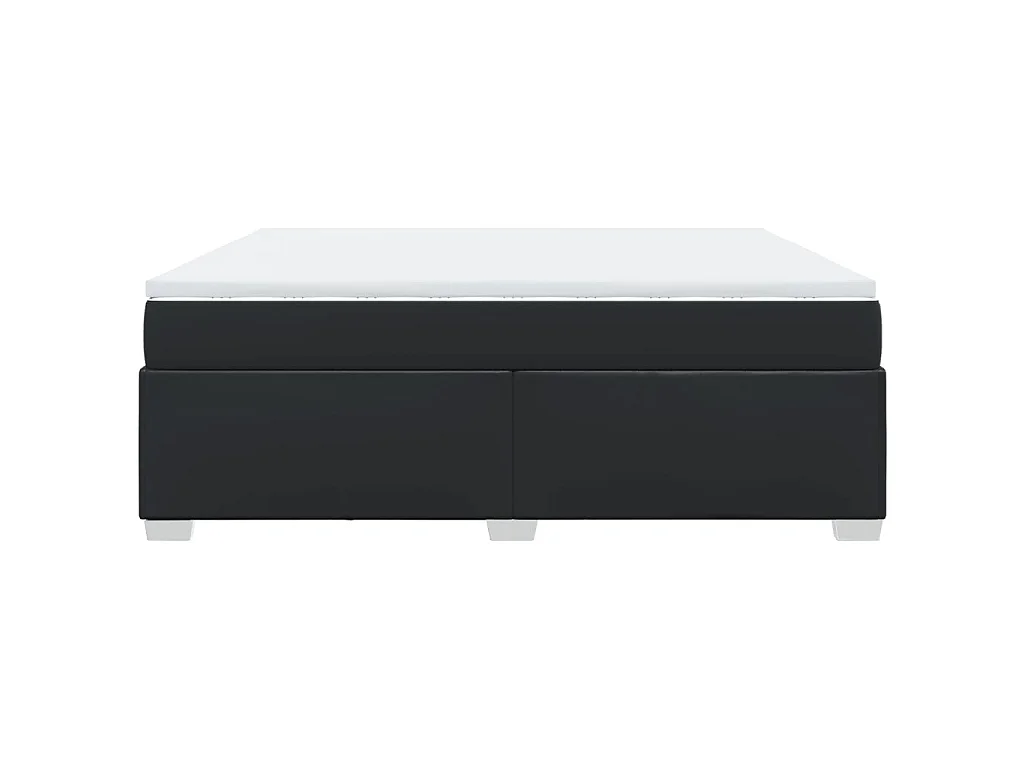Cama box spring con colchón cuero sintético negro 180x200 cm