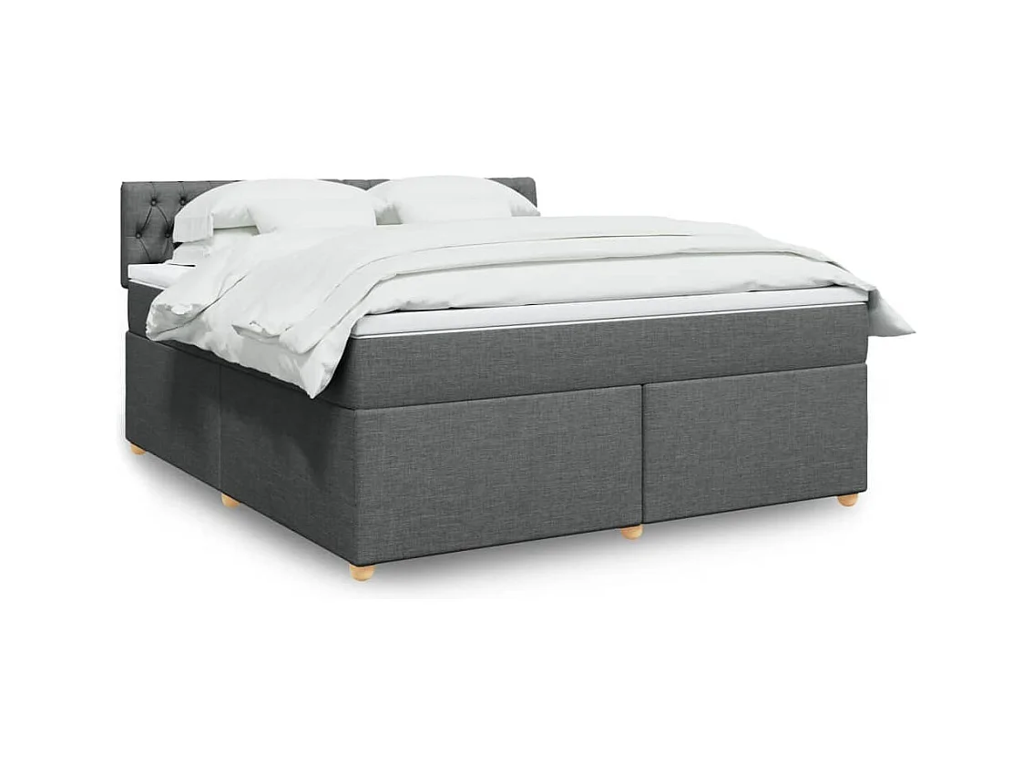 Giroletto a Molle con Materasso Grigio Scuro 180x200 cm Tessuto