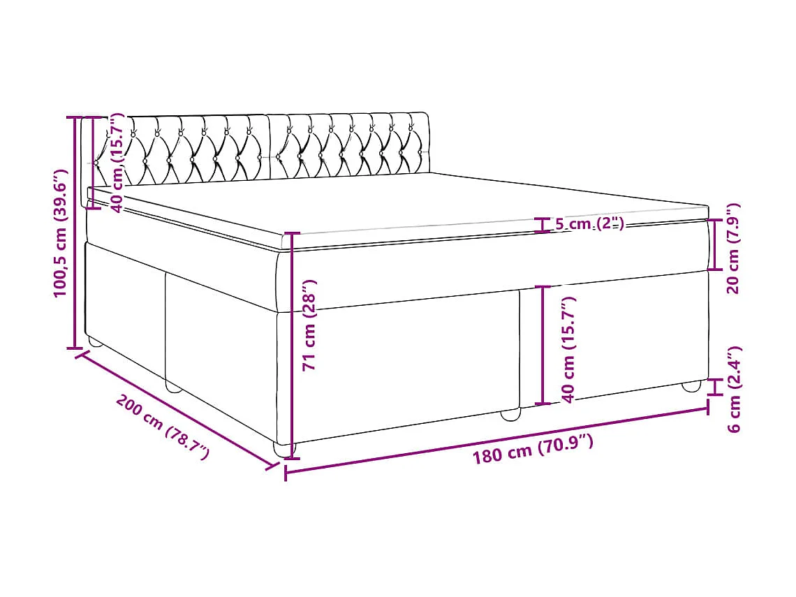 Boxspringbett mit Matratze Dunkelgrau 180x200 cm Stoff