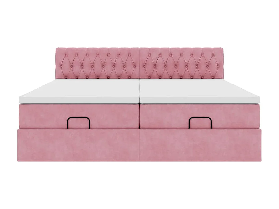 Estrutura de cama otomana com colchões 180x200 cm veludo rosa
