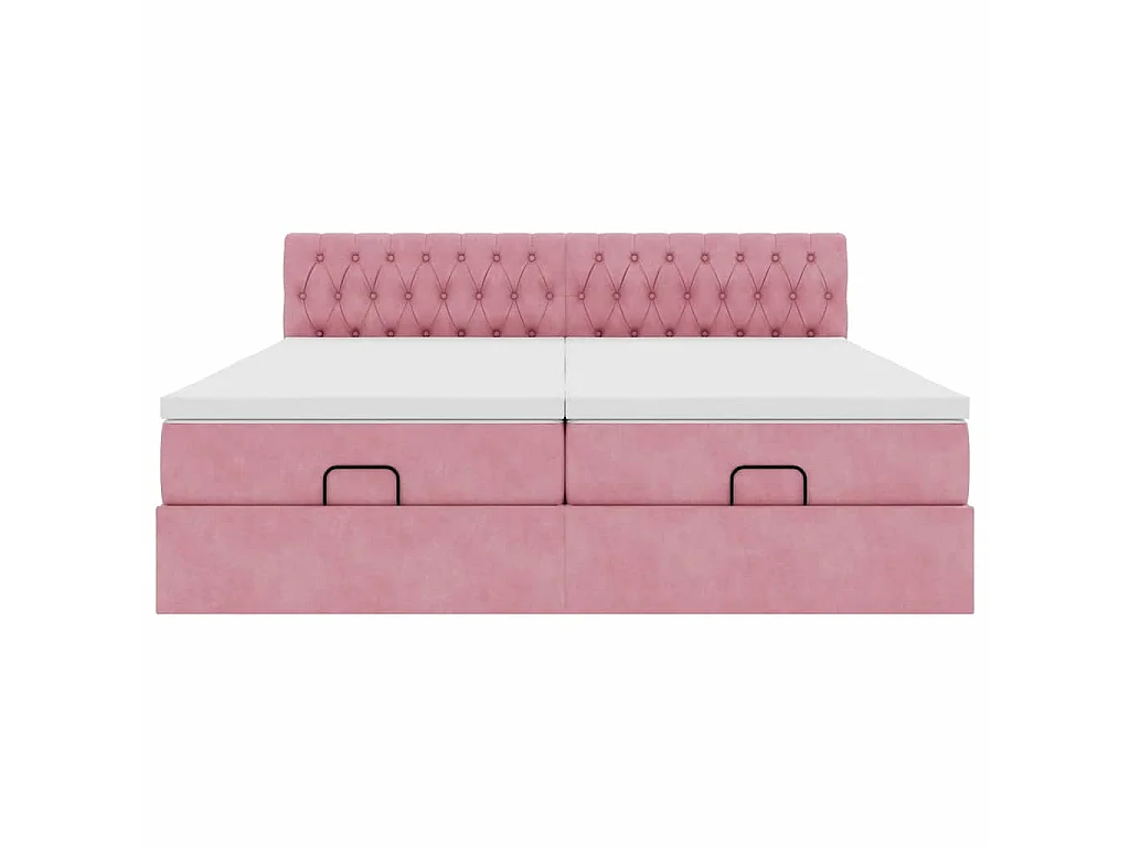 Ottoman bed met matrassen en LED's 180x200cm fluweel roze