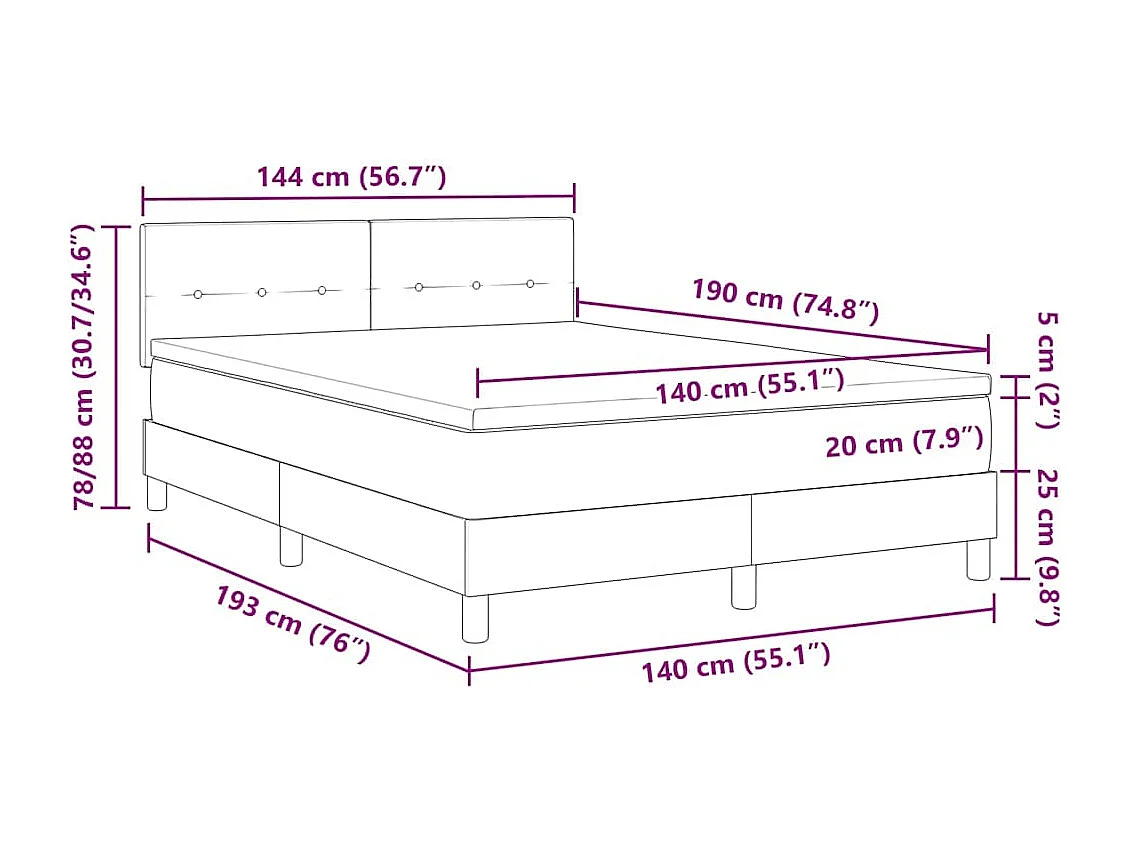 Boxspringbett mit Matratze mit Matratze Blau 140 x 190 cm Stoff