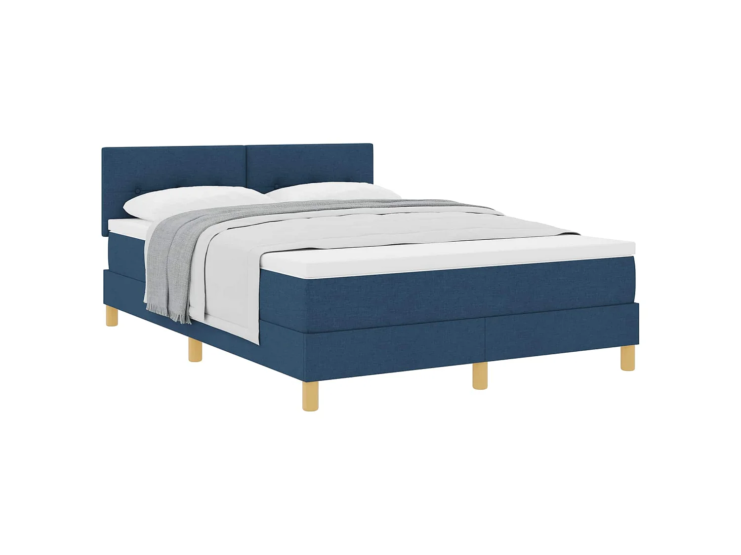 Cama Box com almofada com cabeceira Azul 140 x 190 cm tecido