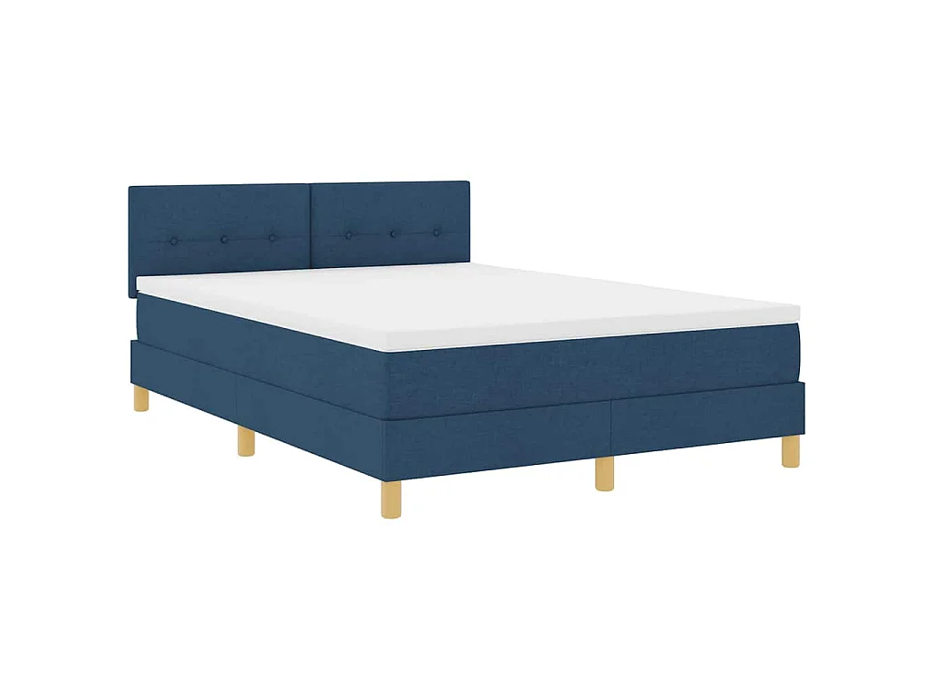 Cama Box com almofada com cabeceira Azul 140 x 190 cm tecido